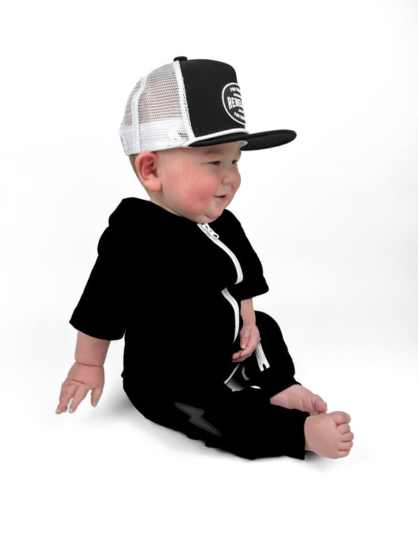 Hooded Rebel Short Sleeve Romper in Black - Rebel Bro