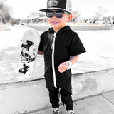 Hooded Rebel Short Sleeve Romper in Black - Rebel Bro