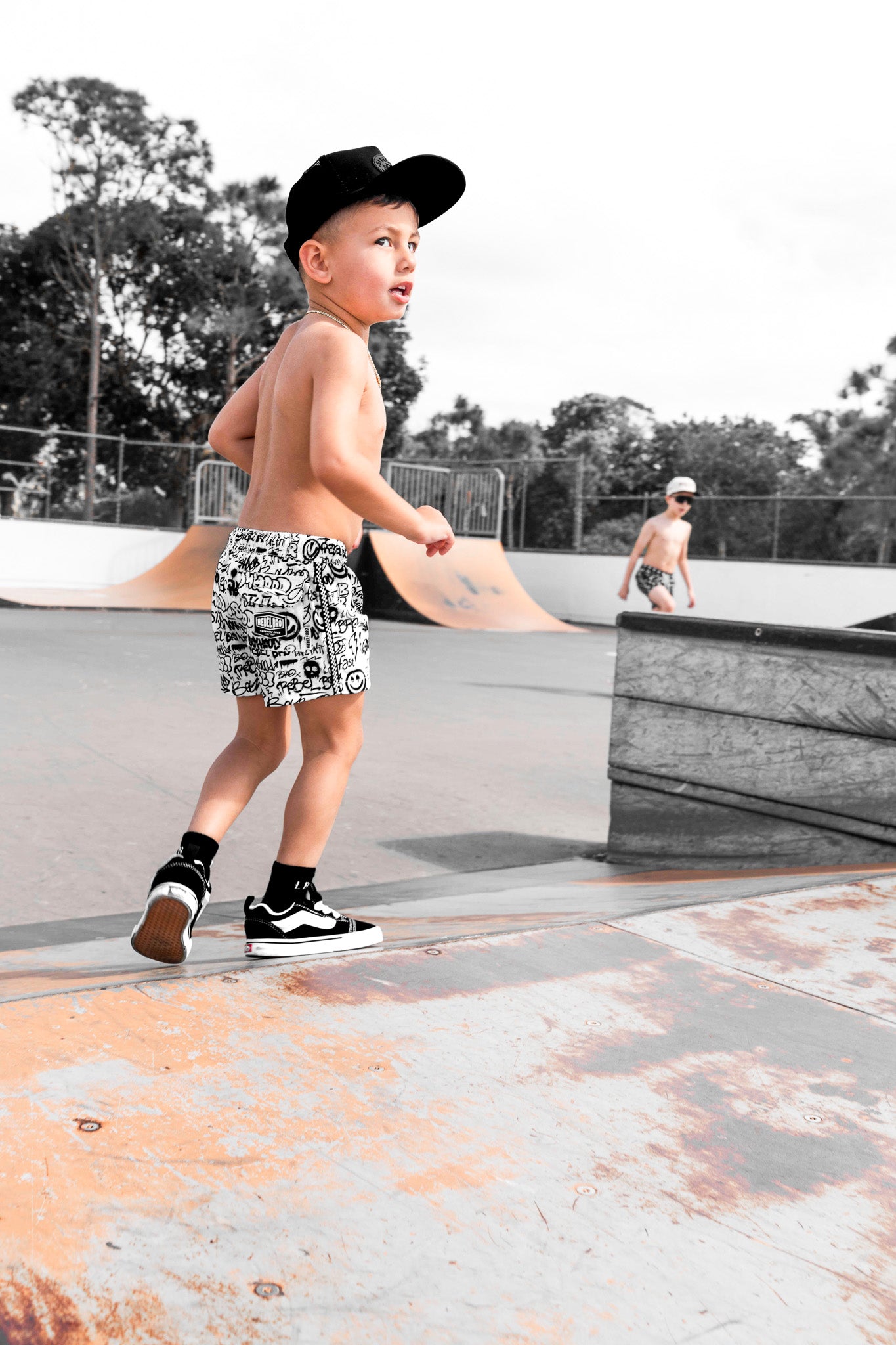 Hybrid Swim Trunks in Urban Drip