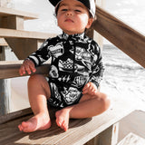 UPF50+ Swim Romper in Warped Tour [Midnight Edition] - Rebel Bro