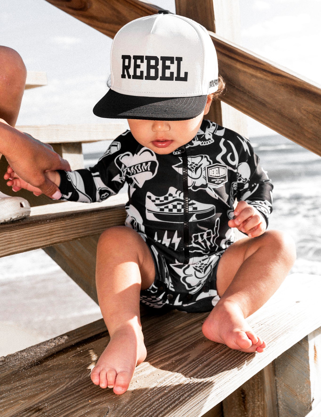 UPF50+ Swim Romper in Warped Tour [Midnight Edition] - Rebel Bro