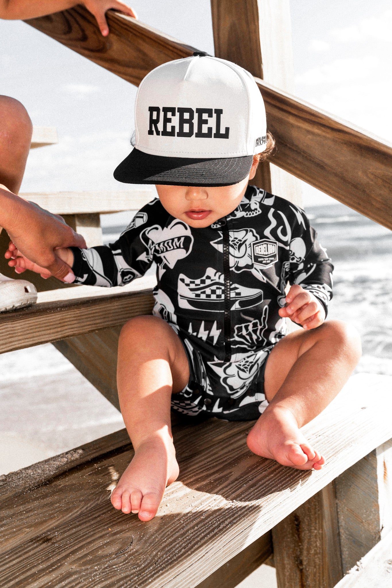 UPF50+ Swim Romper in Warped Tour [Midnight Edition] - Rebel Bro