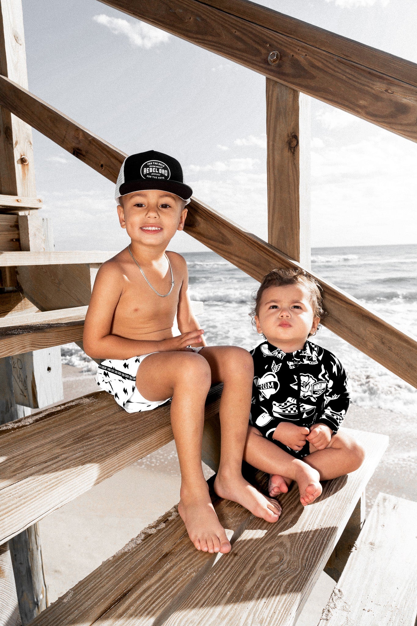 UPF50+ Swim Romper in Warped Tour [Midnight Edition] - Rebel Bro