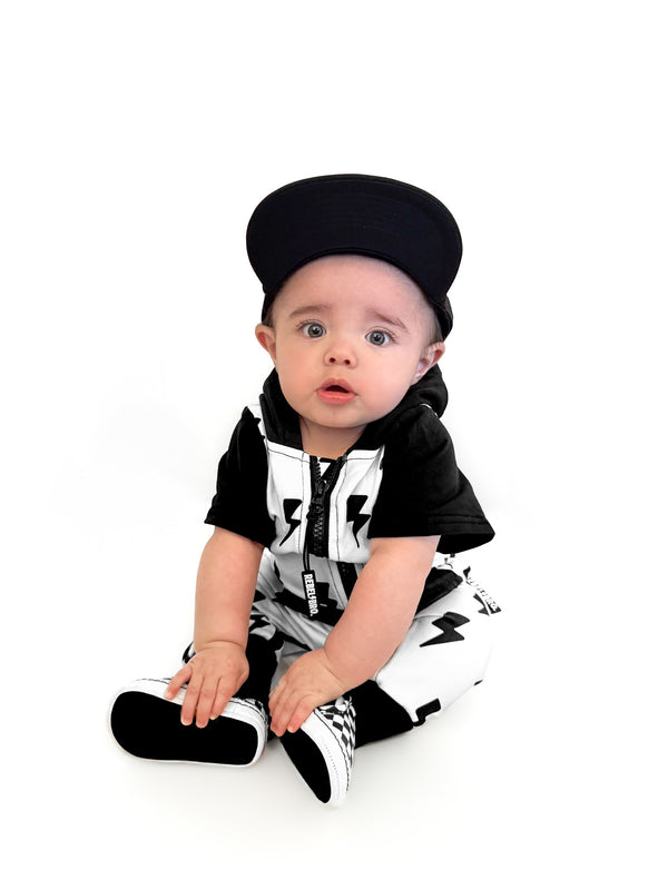 Hooded Rebel Short Sleeve Romper in Bowie - Rebel Bro