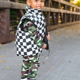Puffer Vest in Black and White Checkered