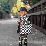 Puffer Vest in Black and White Checkered