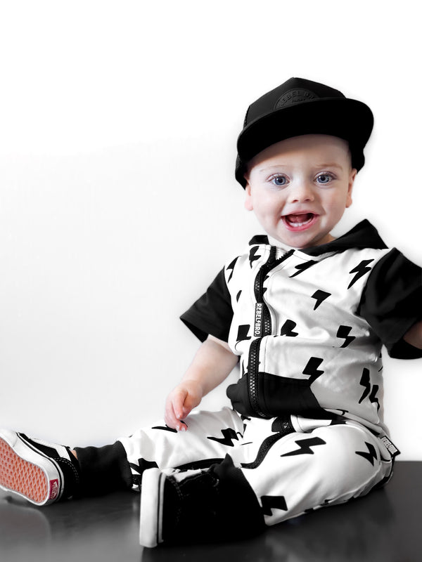 Hooded Rebel Short Sleeve Romper in Bowie - Rebel Bro