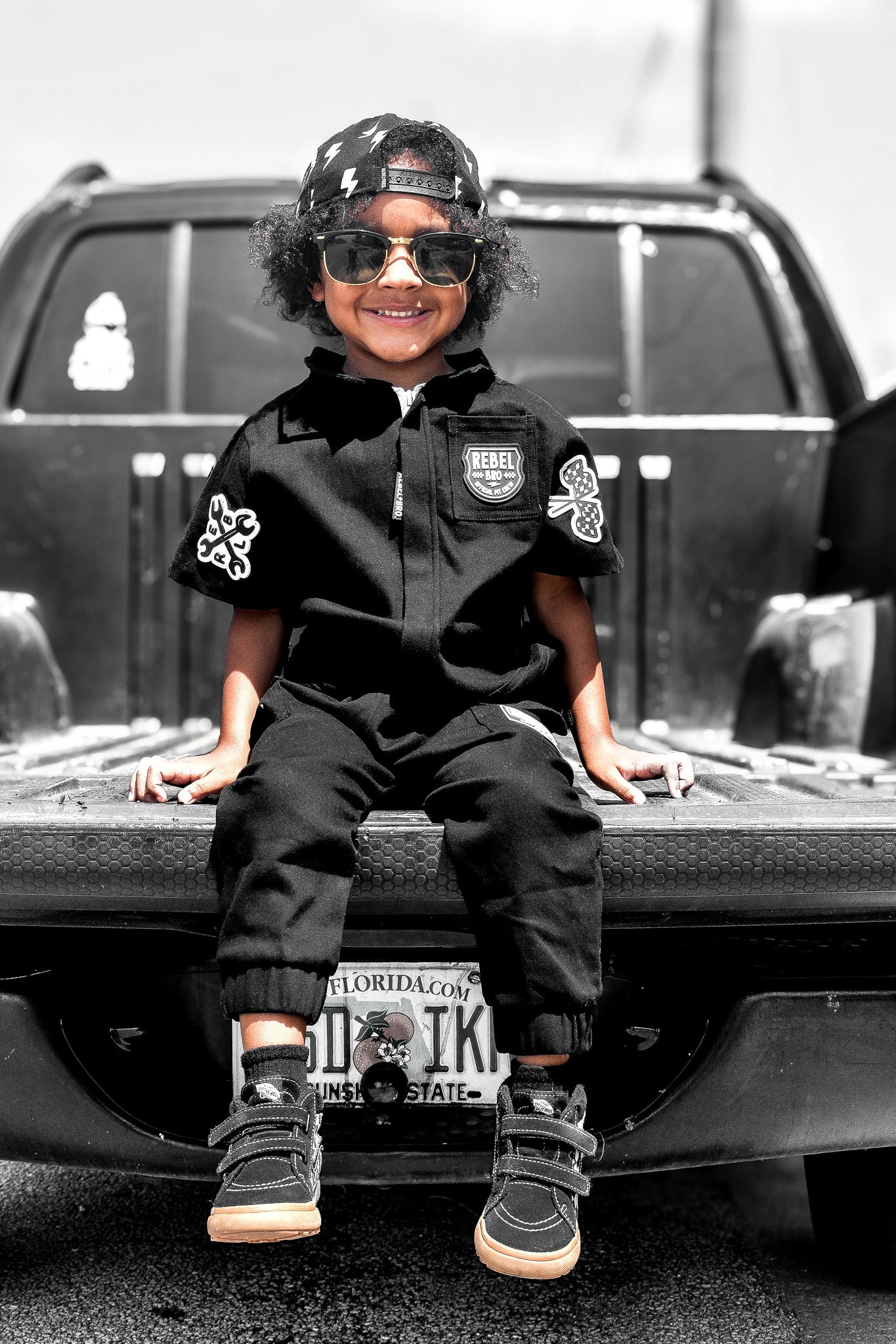 Pit Crew Romper in Black - Rebel Bro