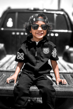 Image of Pit Crew Romper in Black - Rebel Bro