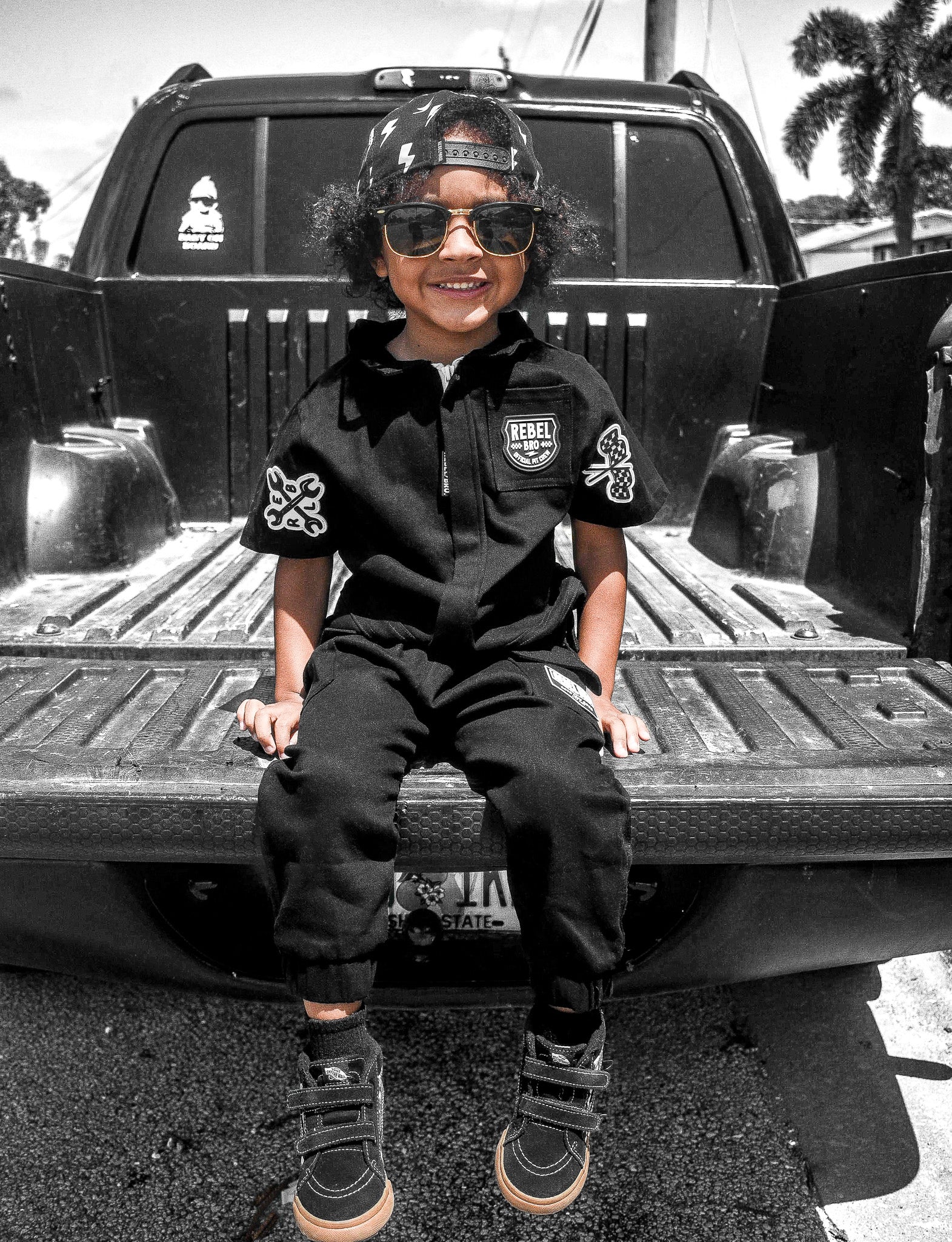 Pit Crew Romper in Black - Rebel Bro
