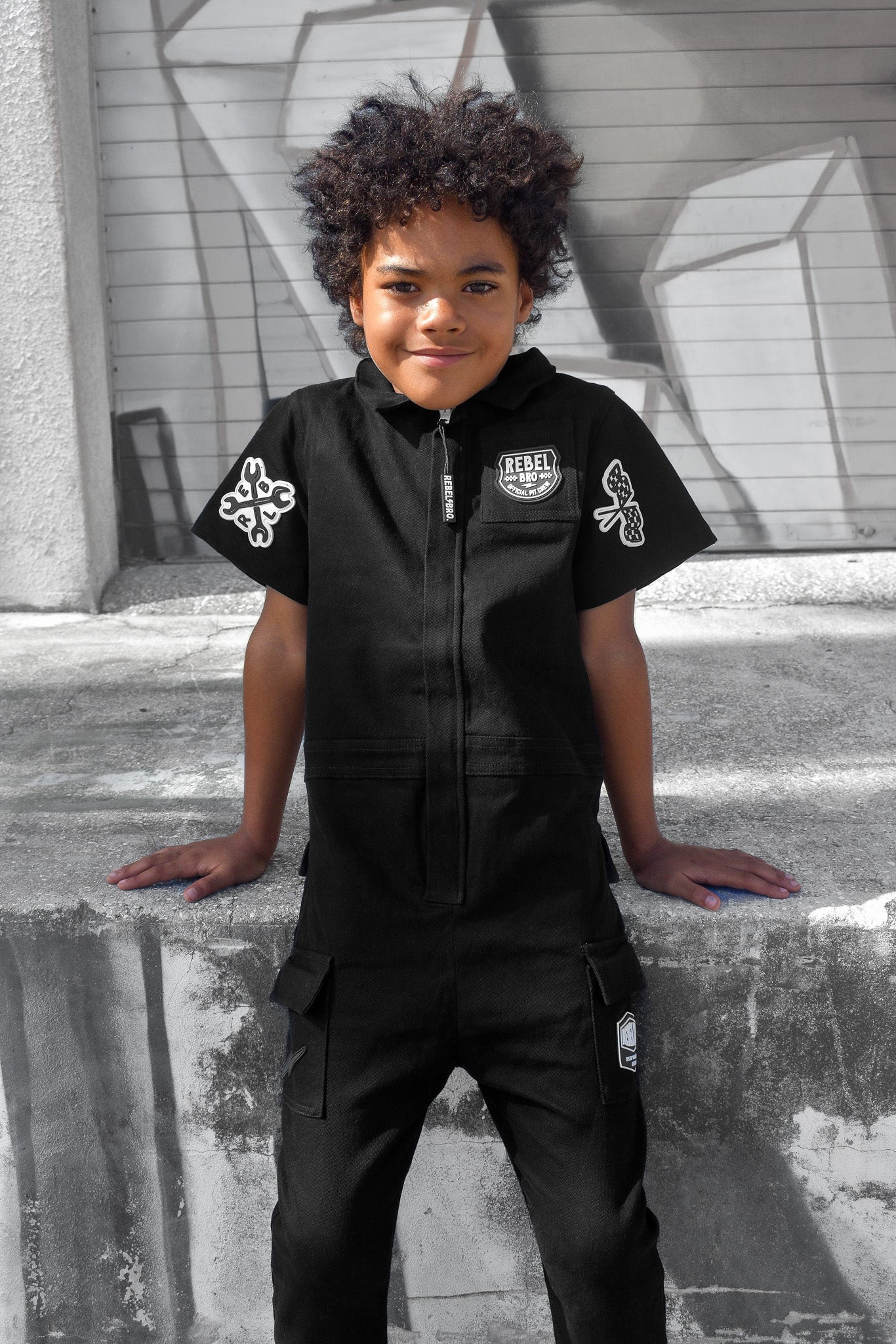 Pit Crew Romper in Black - Rebel Bro