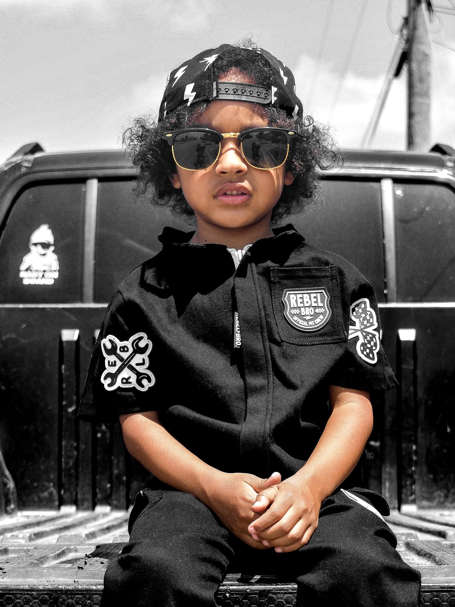 Pit Crew Romper in Black - Rebel Bro