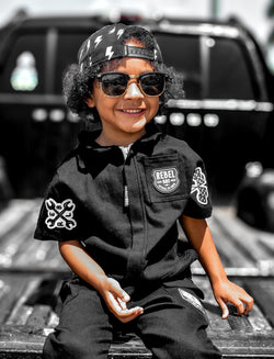 Image of Pit Crew Romper in Black - Rebel Bro