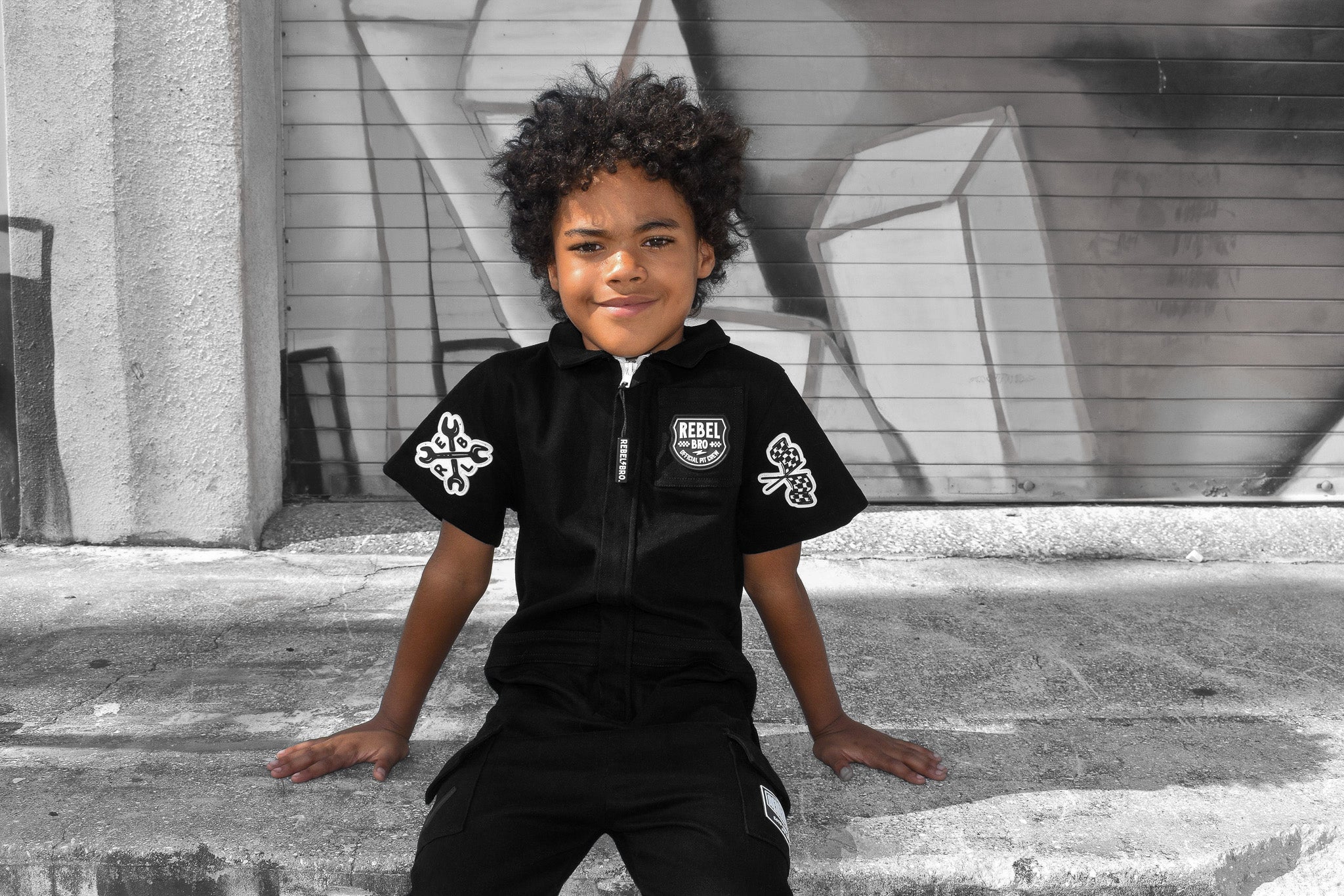 Pit Crew Romper in Black - Rebel Bro