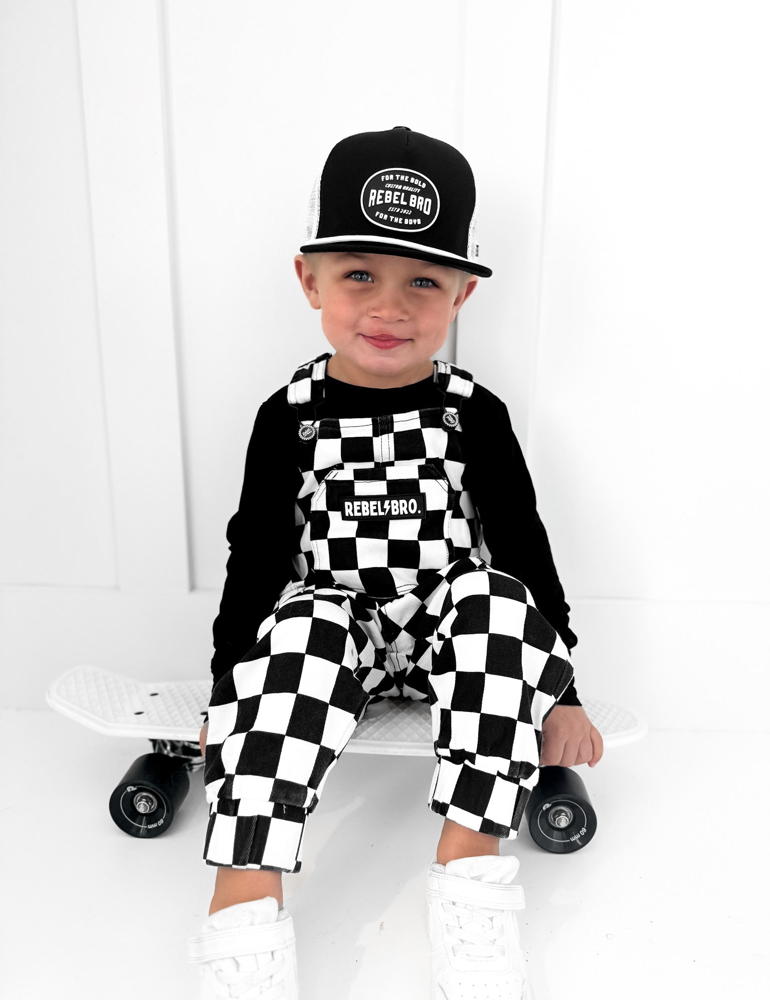 The Live Fast Checkered Overall in Venice - Rebel Bro